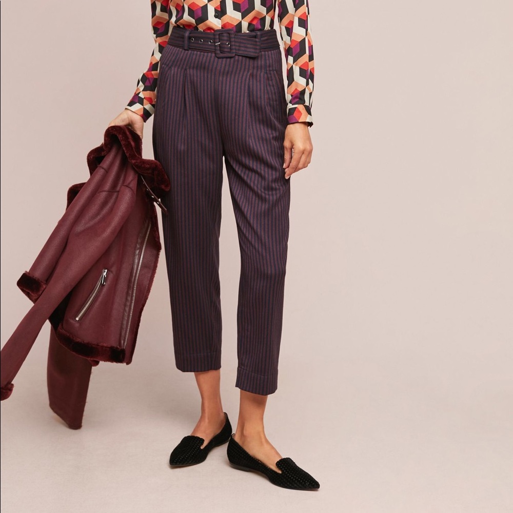 Anthropologie Cartonnier Striped Linework Trousers